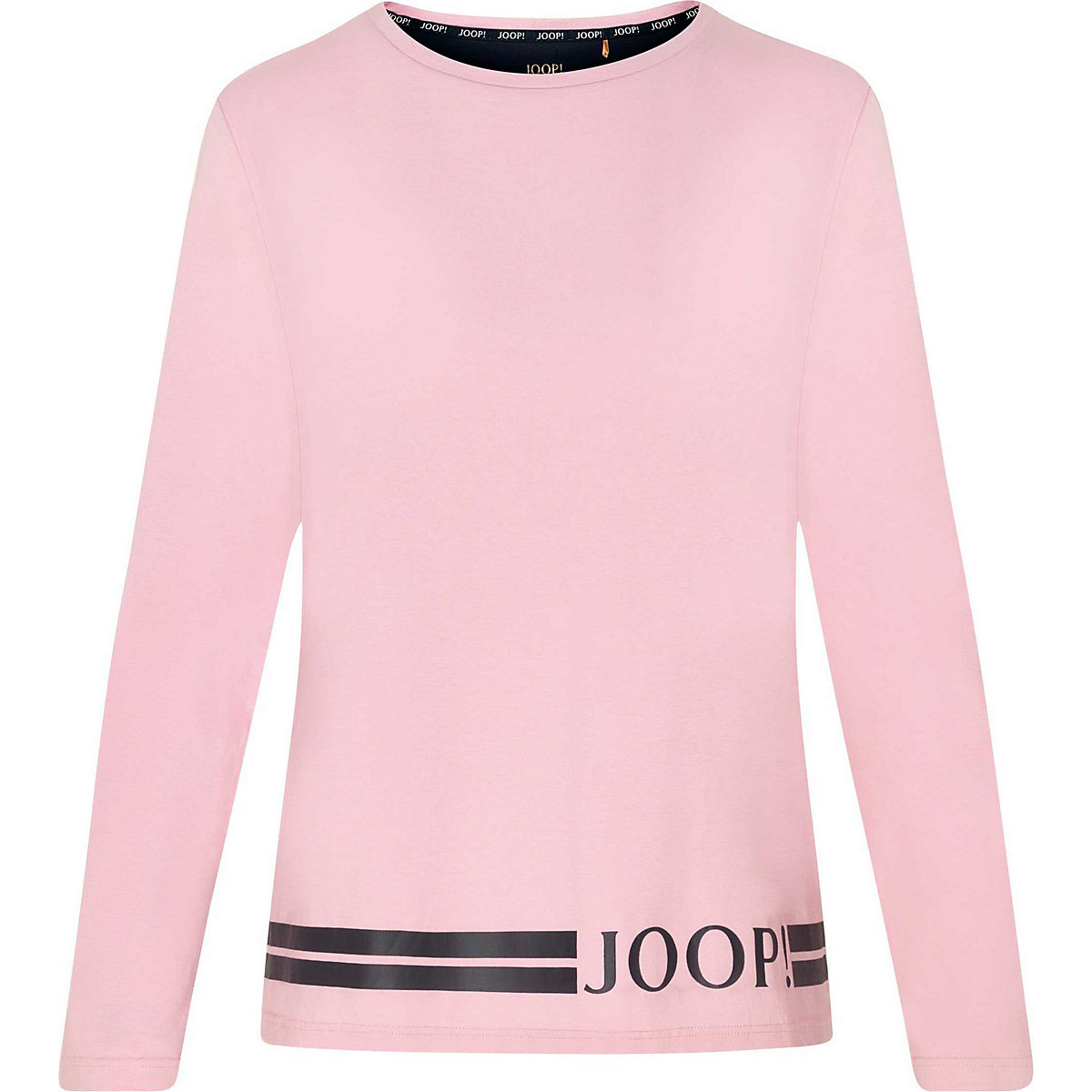 JOOP! Damen Longsleeve Shirt Baumwolle Rudhals Logo einfarbig lang T-Shirts rosa