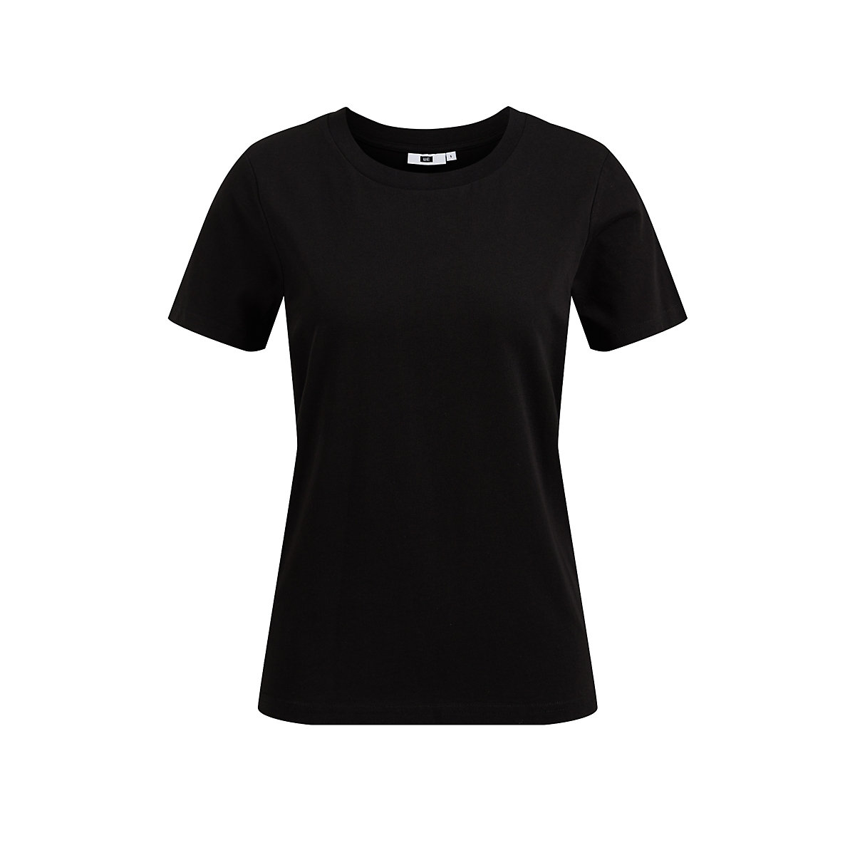 WE Fashion Damen T-Shirt aus Bio-Baumwolle Kurzarmhemden schwarz