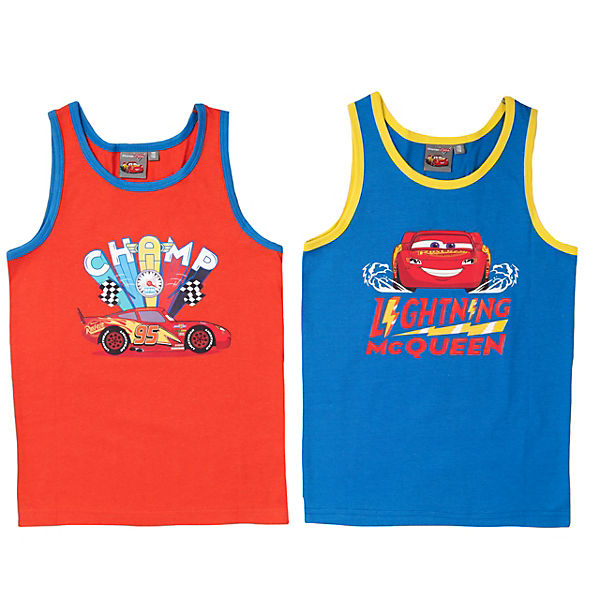 2er Pack Disney Cars - Lightning McQueen Unterhemd Tank Top Hemdchen Unterwäsche Unterhemden