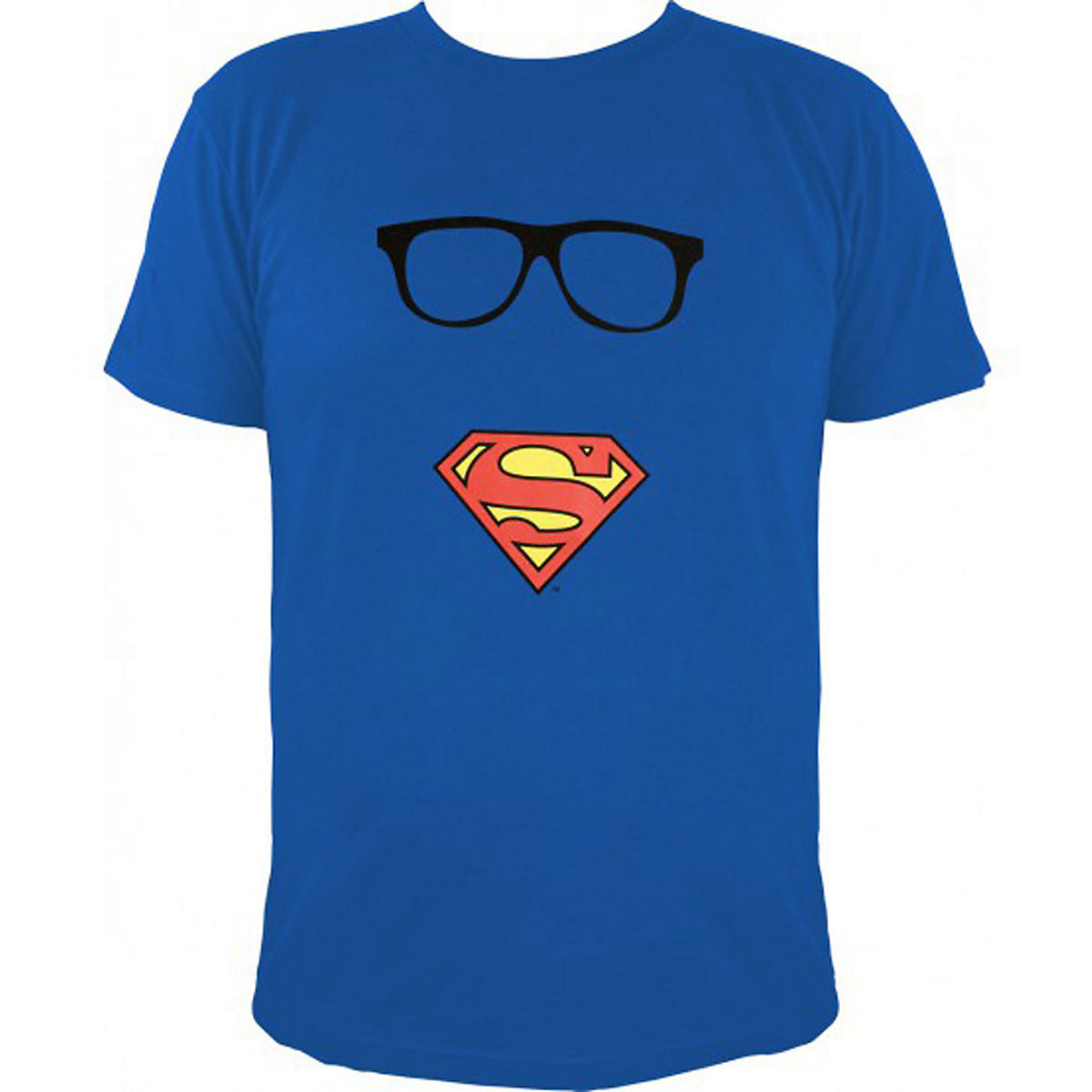 United Labels DC Comics Superman T-Shirt Logo mit Brille Shirt Rundhalsausschnitt Oberteil T-Shirts blau