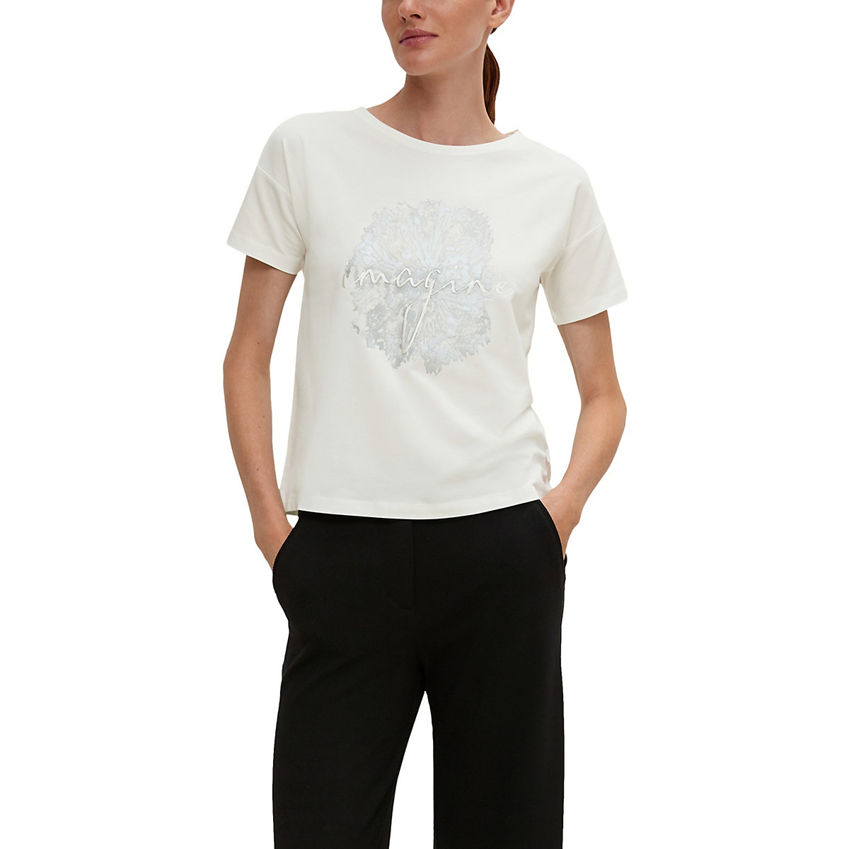 comma T-Shirt mit Frontprint Tops weiß