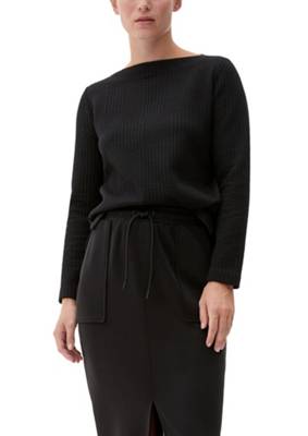 s.Oliver Sweatshirt mit Fischgrat-Muster Sweatshirts schwarz