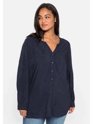 sheego Bluse Langarmblusen dunkelblau