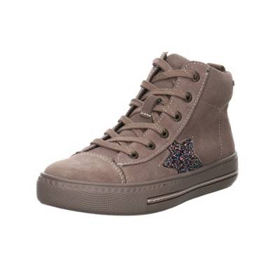Lurchi Mädchen Stiefel Schuhe Wanda High-Top Sneaker Kinderschuhe Glitzerdetails Veloursleder gemustert Halbschuhe taupe