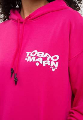 TOM BARRON Freizeitanzug WOMEN OVERSIZE FIT TUNIC SWEATSHIRT Kapuzenpullover pink