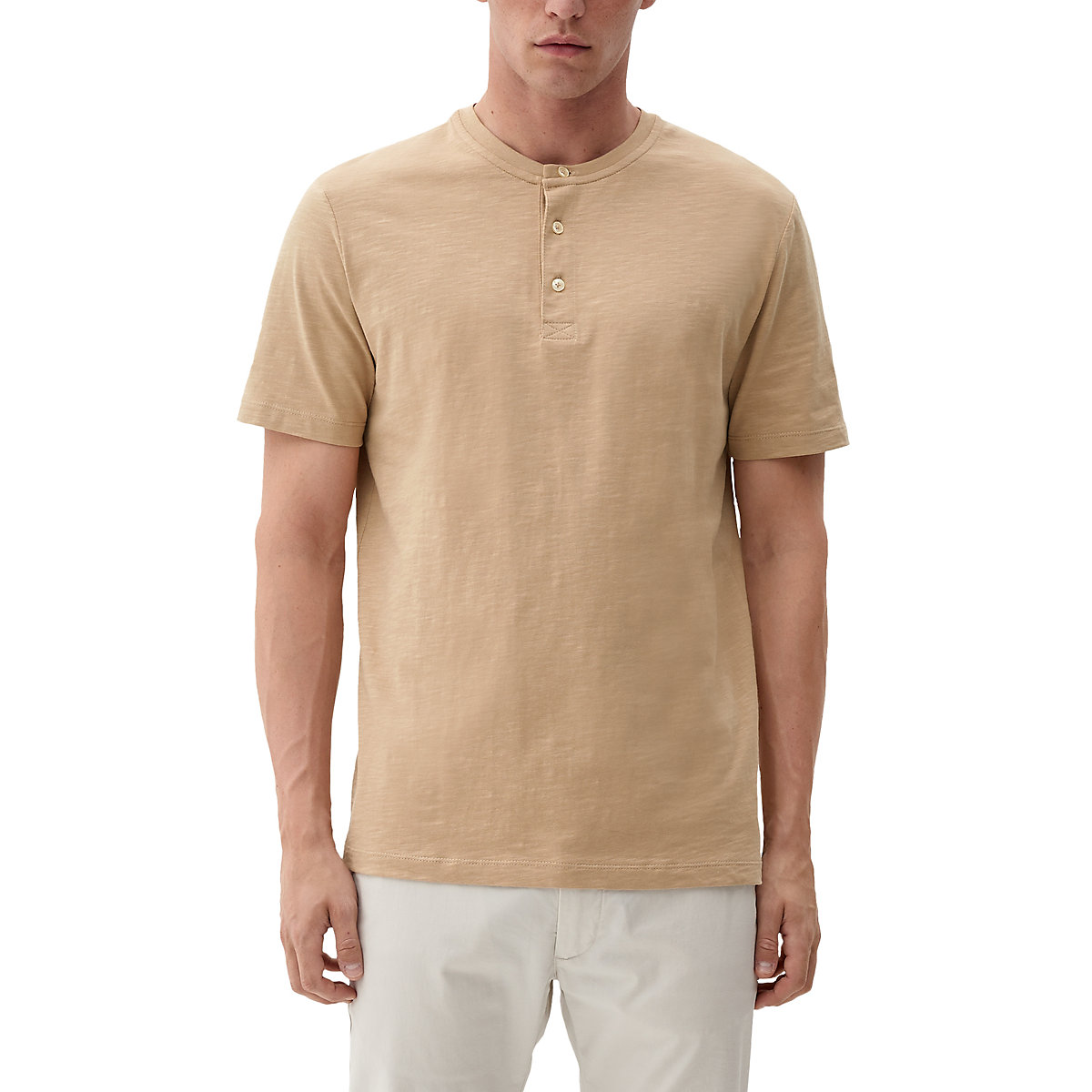 s.Oliver Baumwollshirt mit Knopfverschluss T-Shirts beige