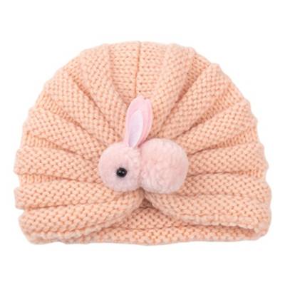 Vicabo Beanie Mütze mit Plüschkaninchen Mützen für Kinder beige