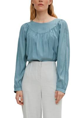 comma Bluse mit Stickerei Langarmblusen petrol