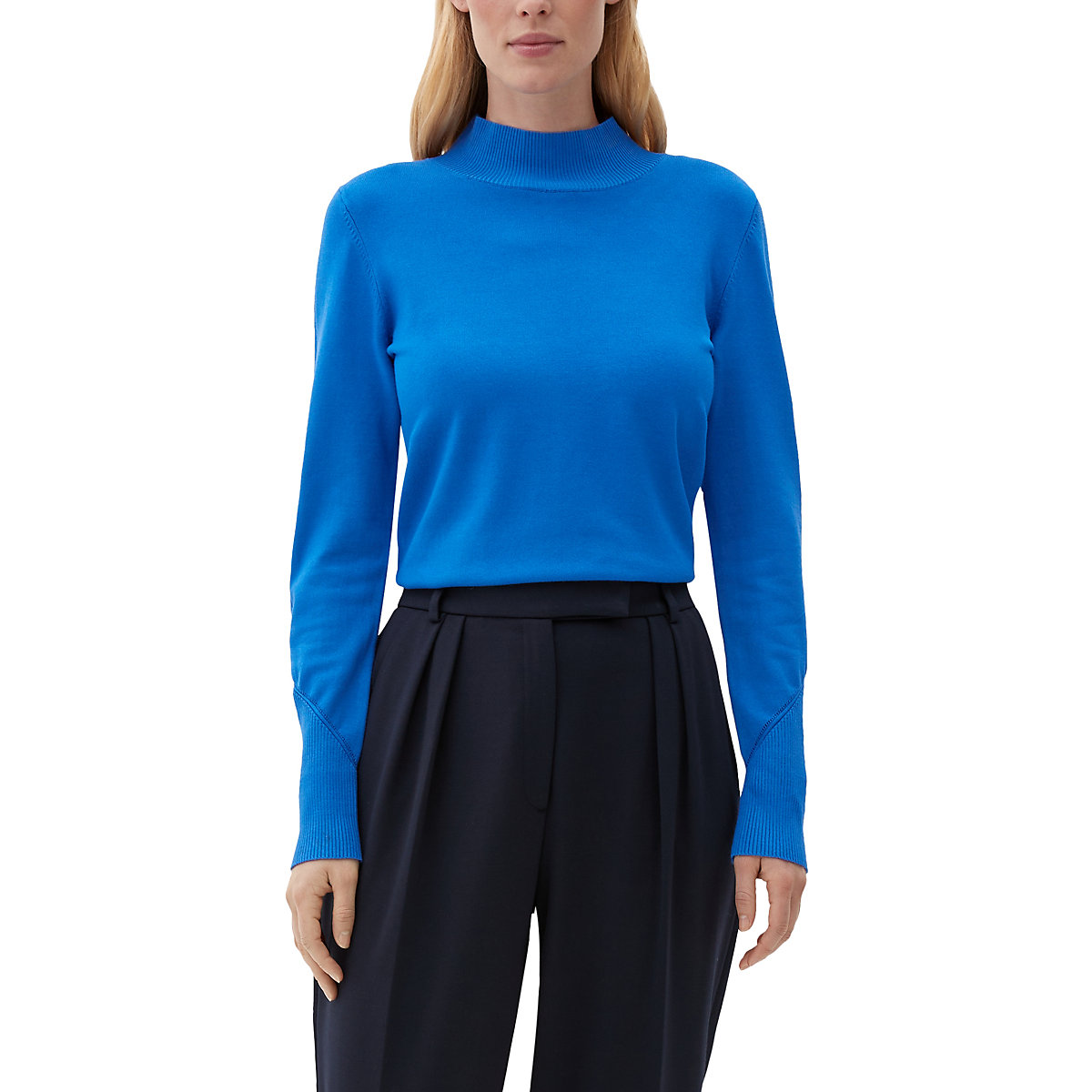 s.Oliver BLACK LABEL Turtleneck mit Rippdetails Pullover blau SE9510 s.Oliver BLACK LABEL Turtleneck mit Rippdetails Pullover blau SE9510