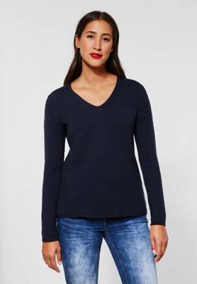 Street One Pullover mit V-Ausschnitt dunkelblau