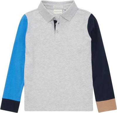 TOM TAILOR Poloshirts Langarm Poloshirt mit Colour Blocking Poloshirts stein