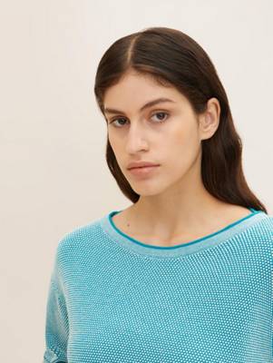TOM TAILOR Pullover &amp; Strickjacken Strickpullover mit Struktur  Pullover aqua SE11056