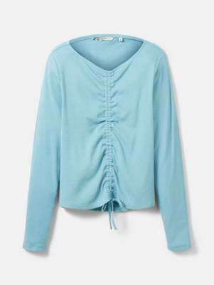 TOM TAILOR Denim T-Shirt Rippshirt mit Detail T-Shirts hellblau EN9003