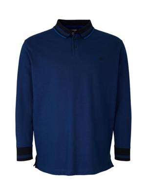 TOM TAILOR men plus Poloshirts Plus Basic Langarmpolo  Poloshirts blau