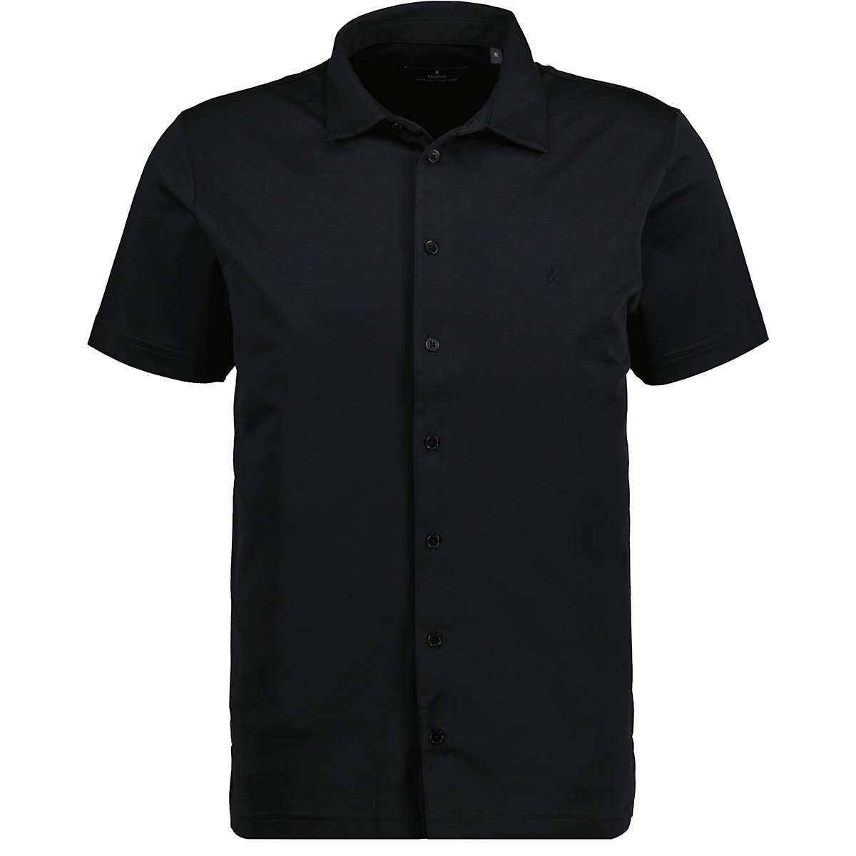 RAGMAN Softknit-Hemd kurzarm Poloshirts schwarz/blau