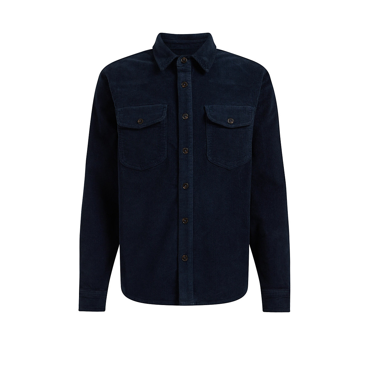 WE Fashion Herren-Slim-Fit-Hemd aus Cord Langarmhemden blau