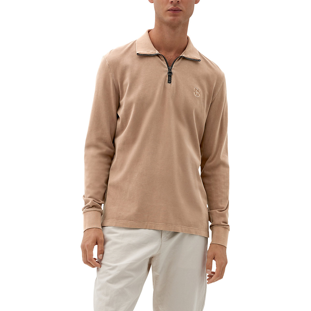 s.Oliver Shirt mit Troyer-Kragen T-Shirts braun