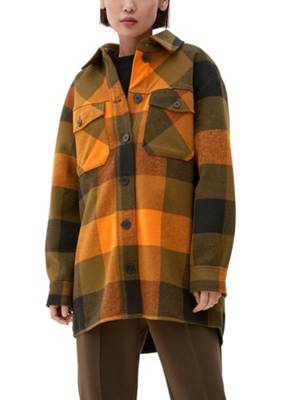 s.Oliver Kariertes Overshirt aus Wollmix Übergangsjacken olive