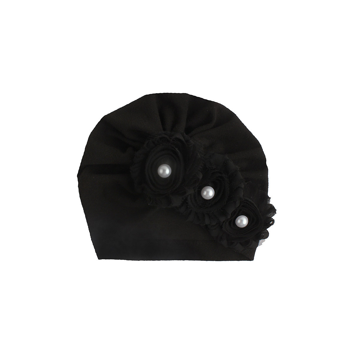 Vetaka Turban-Mütze mit Perlenblume für Kinder schwarz