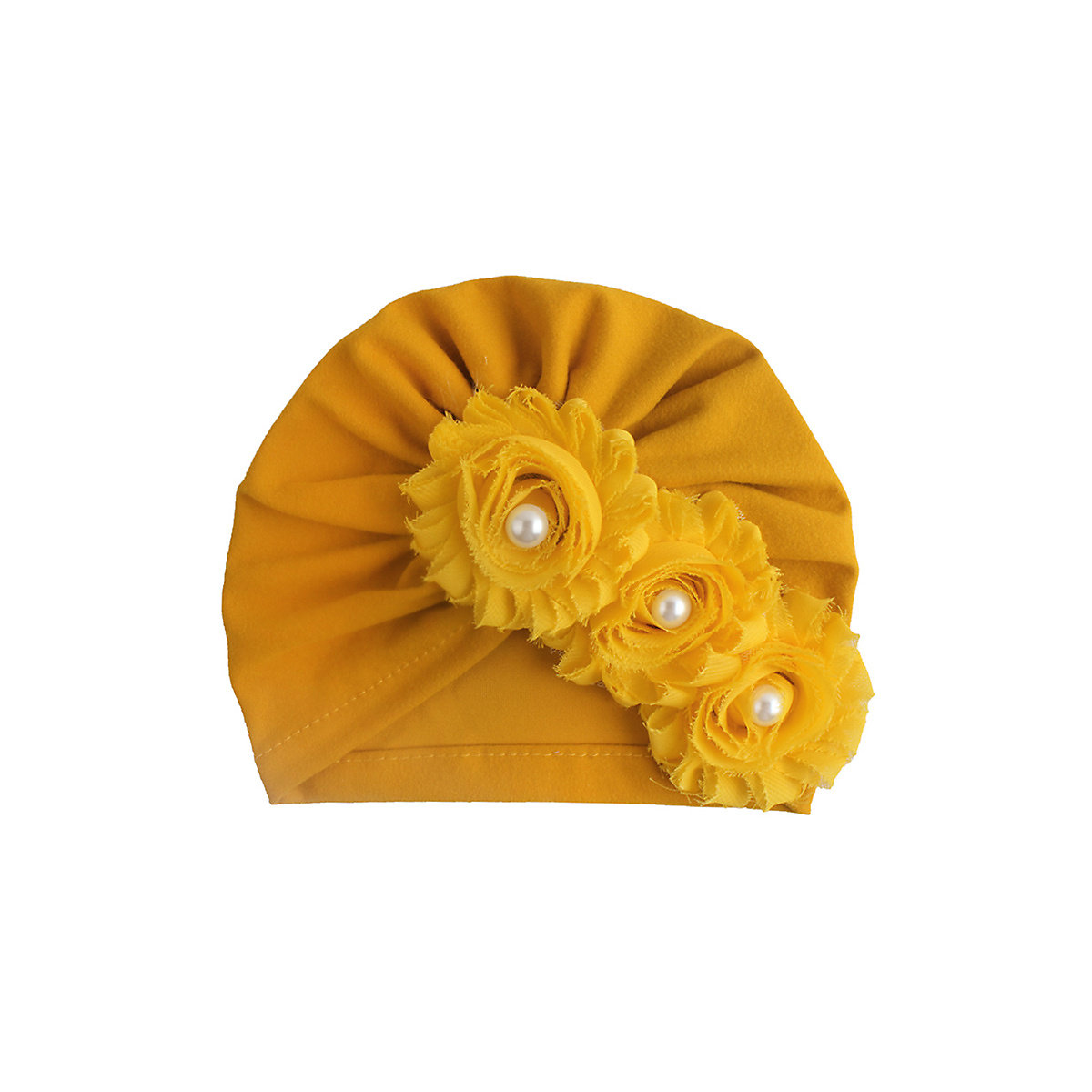 Vetaka Turban-Mütze mit Perlenblume für Kinder gelb
