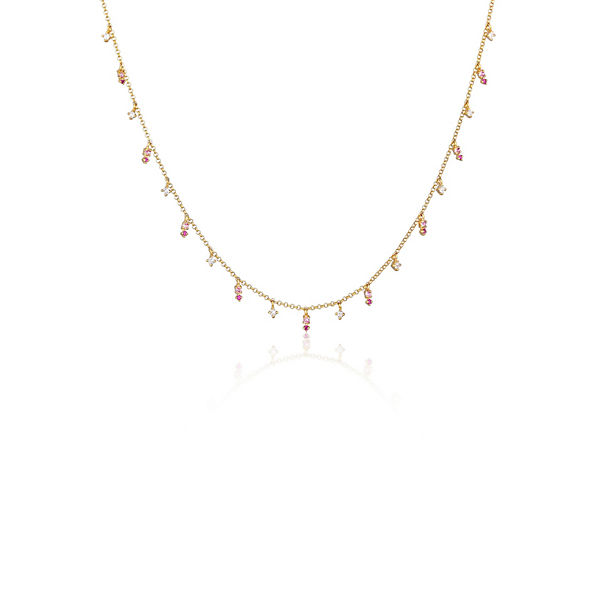 Elli Halskette Kristall Pink Rose 925 Silber Halsketten