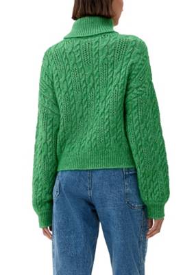 QS by s.Oliver Pullover mit Ajourmuster Pullover grün