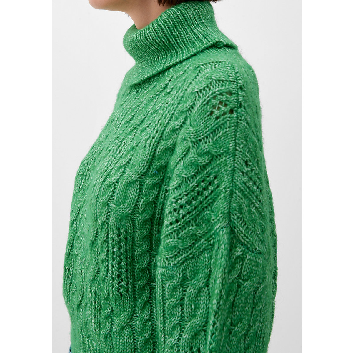 QS by s.Oliver Pullover mit Ajourmuster Pullover grün