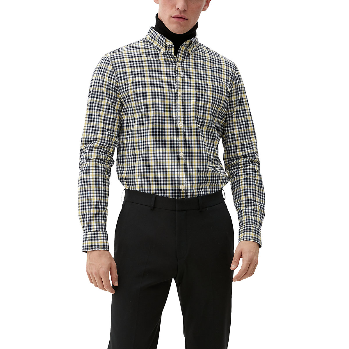 s.Oliver Slim: Hemd mit Button-down-Kragen Langarmhemden blau