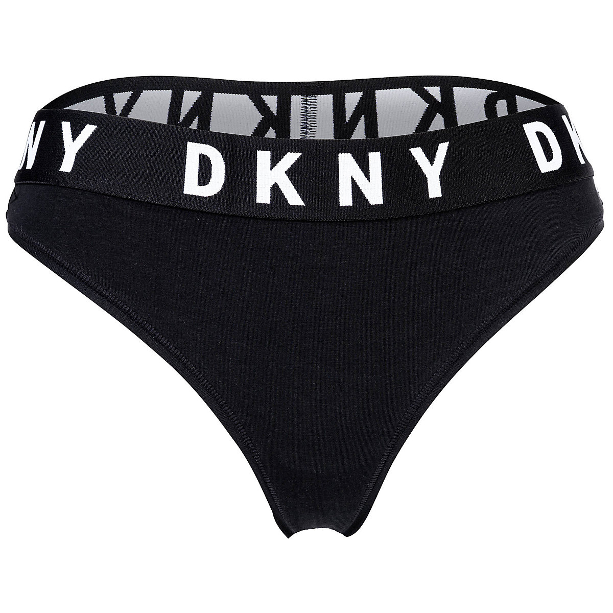 DKNY Damen String Tanga Cotton Modal Stretch Logobund einfarbig Strings schwarz