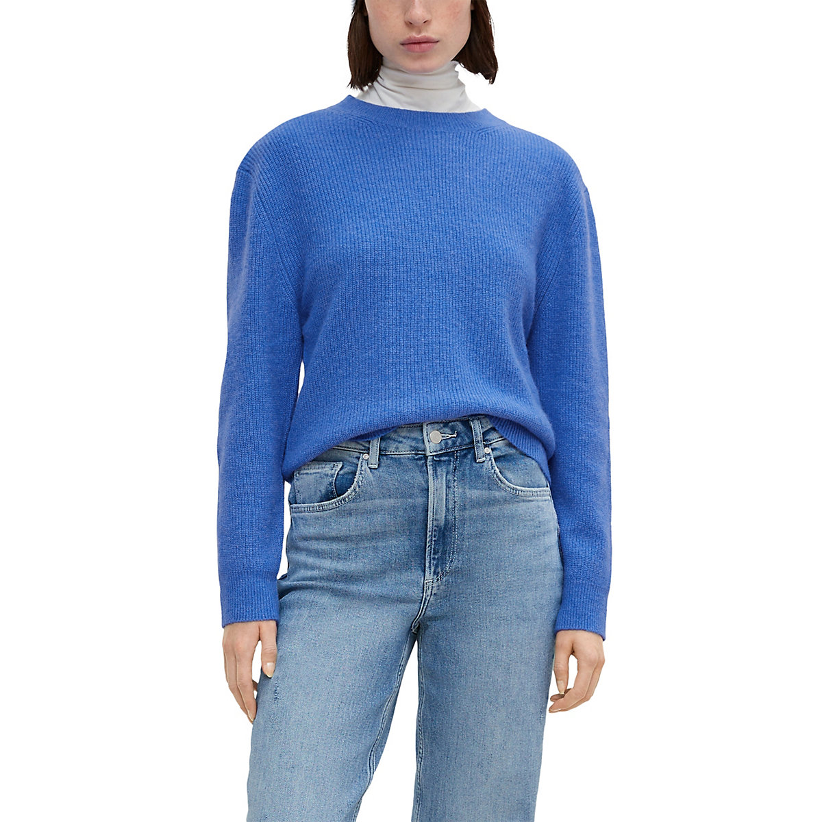 comma casual identity Strickpullover aus Wollmix Pullover blau