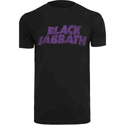 Black Sabbath Heavy Metal Band Wavy Logo Distressed Black T-Shirts