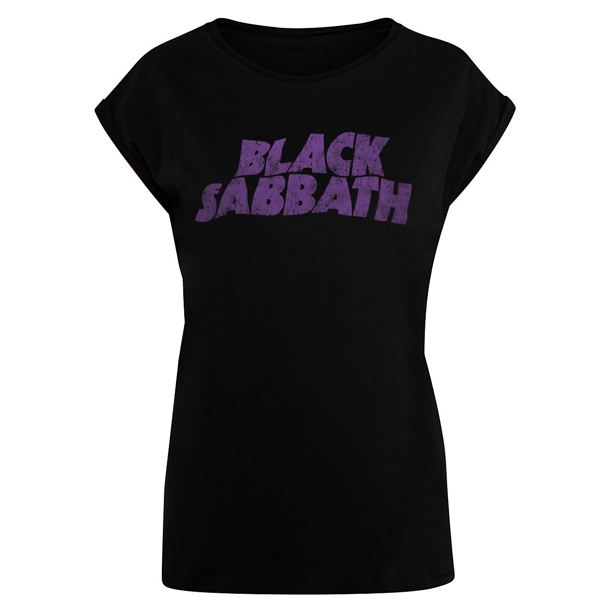 F4NT4STIC Black Sabbath Heavy Metal Band Wavy Logo Distressed Black T-Shirts schwarz