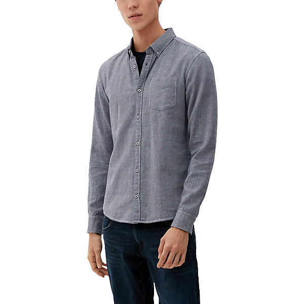 Extra Slim: Baumwollhemd mit Strukturmuster Langarmhemden