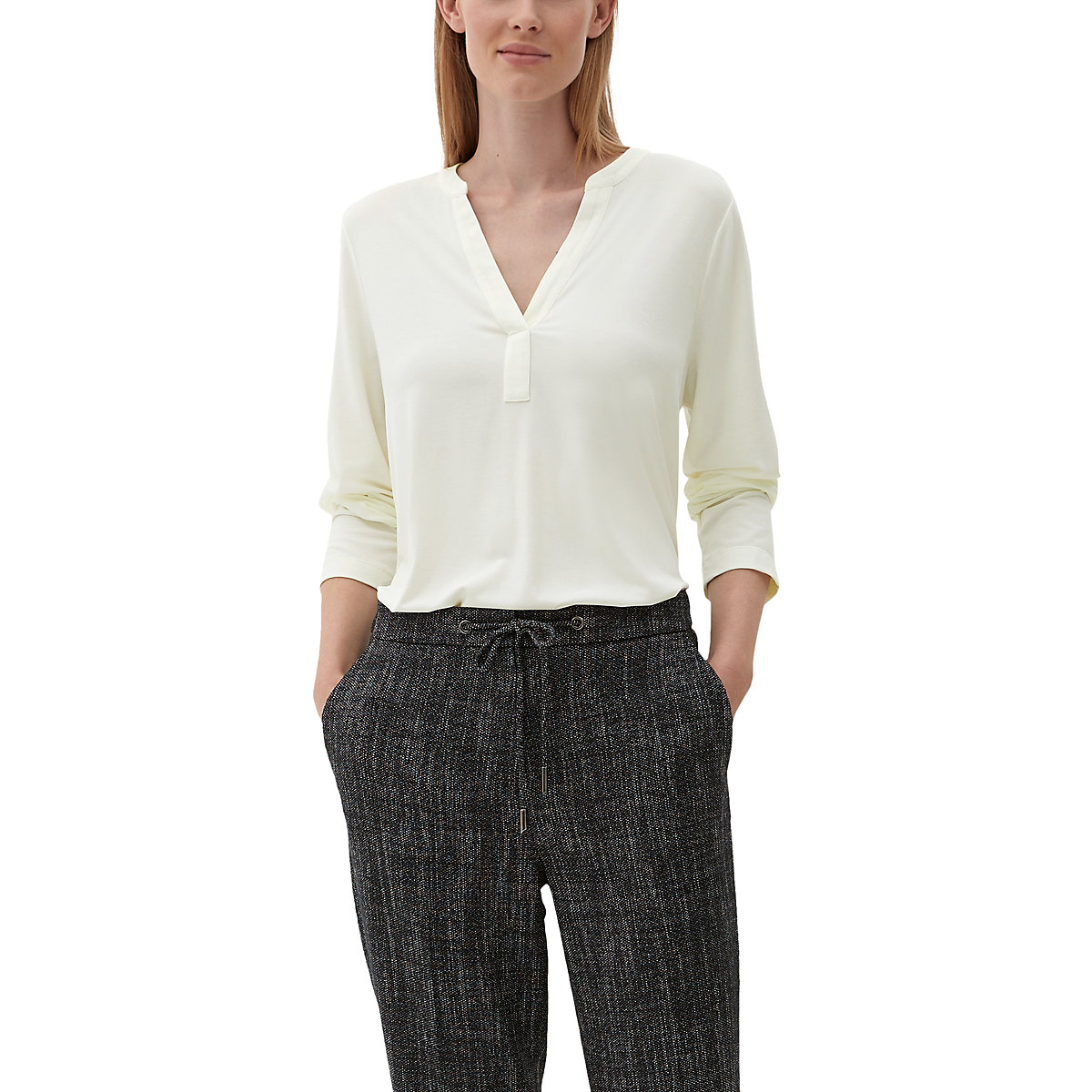 s.Oliver BLACK LABEL Langarmshirt aus Modalmix T-Shirts creme s.Oliver BLACK LABEL Langarmshirt aus Modalmix T-Shirts creme