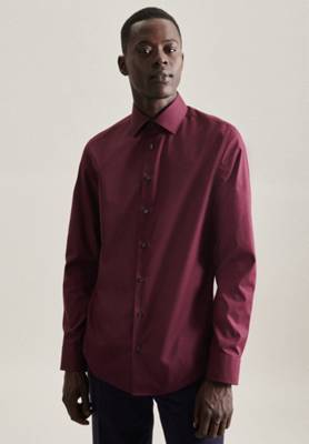 seidensticker Business Hemd Shaped Extra Langarmhemden langer Kentkragen Arm Uni rot