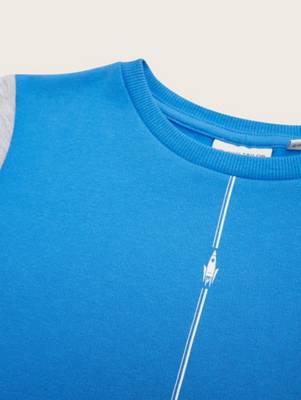 TOM TAILOR Strick Sweatshirts Sweatshirt Print Blocking & blau Colour mit Sweatshirts und