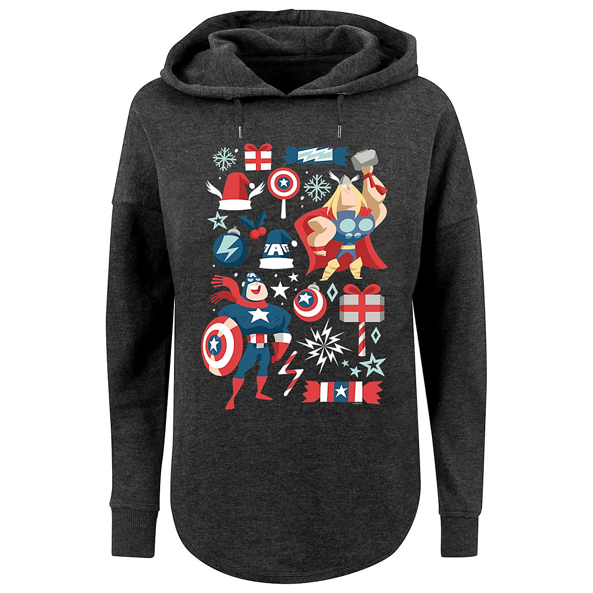F4NT4STIC Marvel Thor und Captain America christmas weihnachten Kapuzenpullover grau