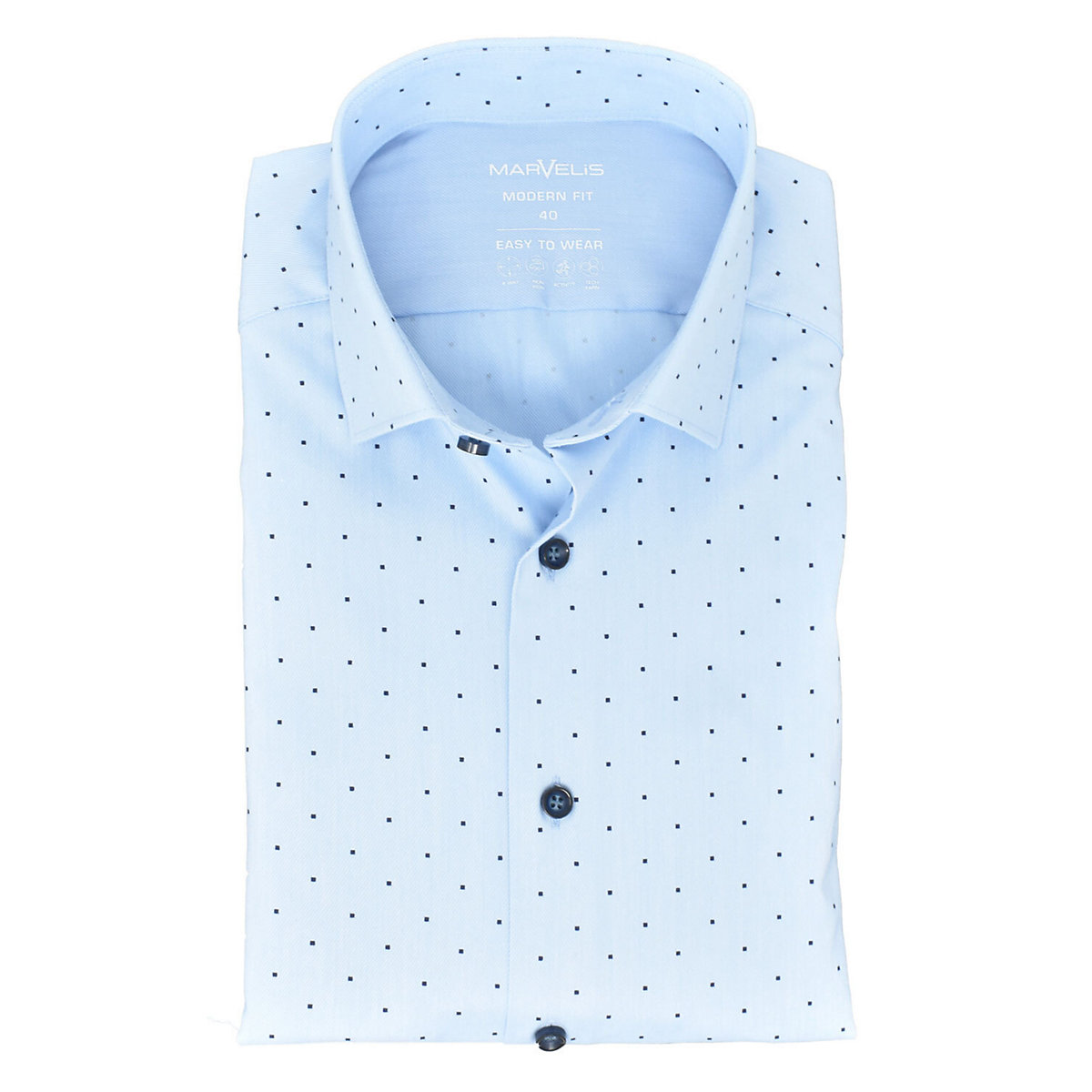 MARVELiS Modern Fit Easy-To-Wear Hemd Langarmhemden blau