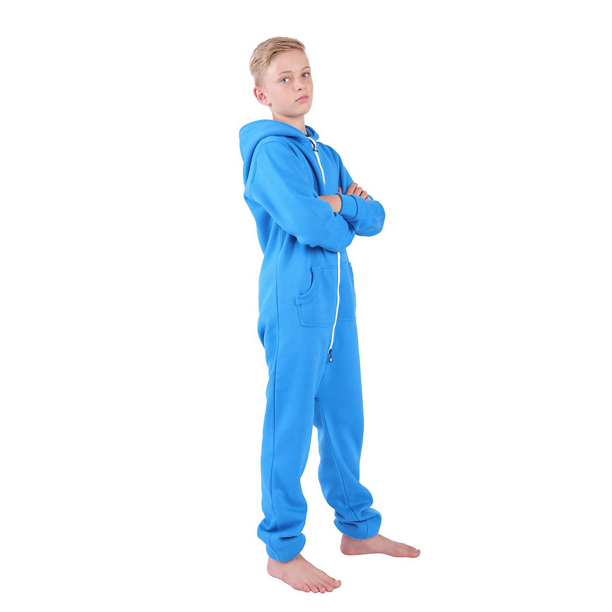 Opoppy Jumpsuit Overall Anzug mit Zwergen Kapuze für Kinder blau