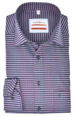 MARVELiS Modern Fit Businesshemd Langarmhemden rot