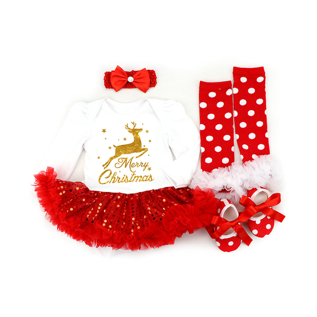 frler frler Weihnachten Outfit Set für Baby Mädchen Anzüge für Mädchen rot