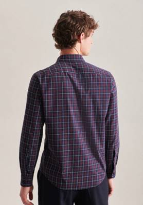seidensticker Casual Hemd Regular Langarm Button-Down-Kragen Karo Langarmhemden blau GV11057