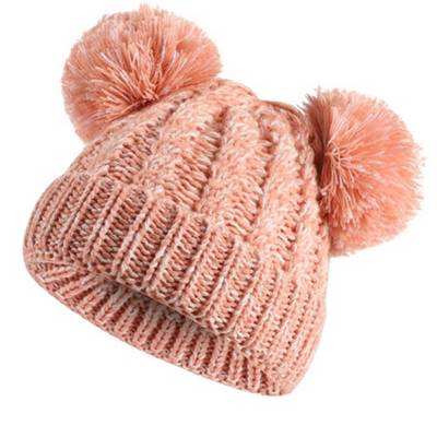 Vetaka Winter Beanie Mütze mit Zwei Bommel für Kinder orange