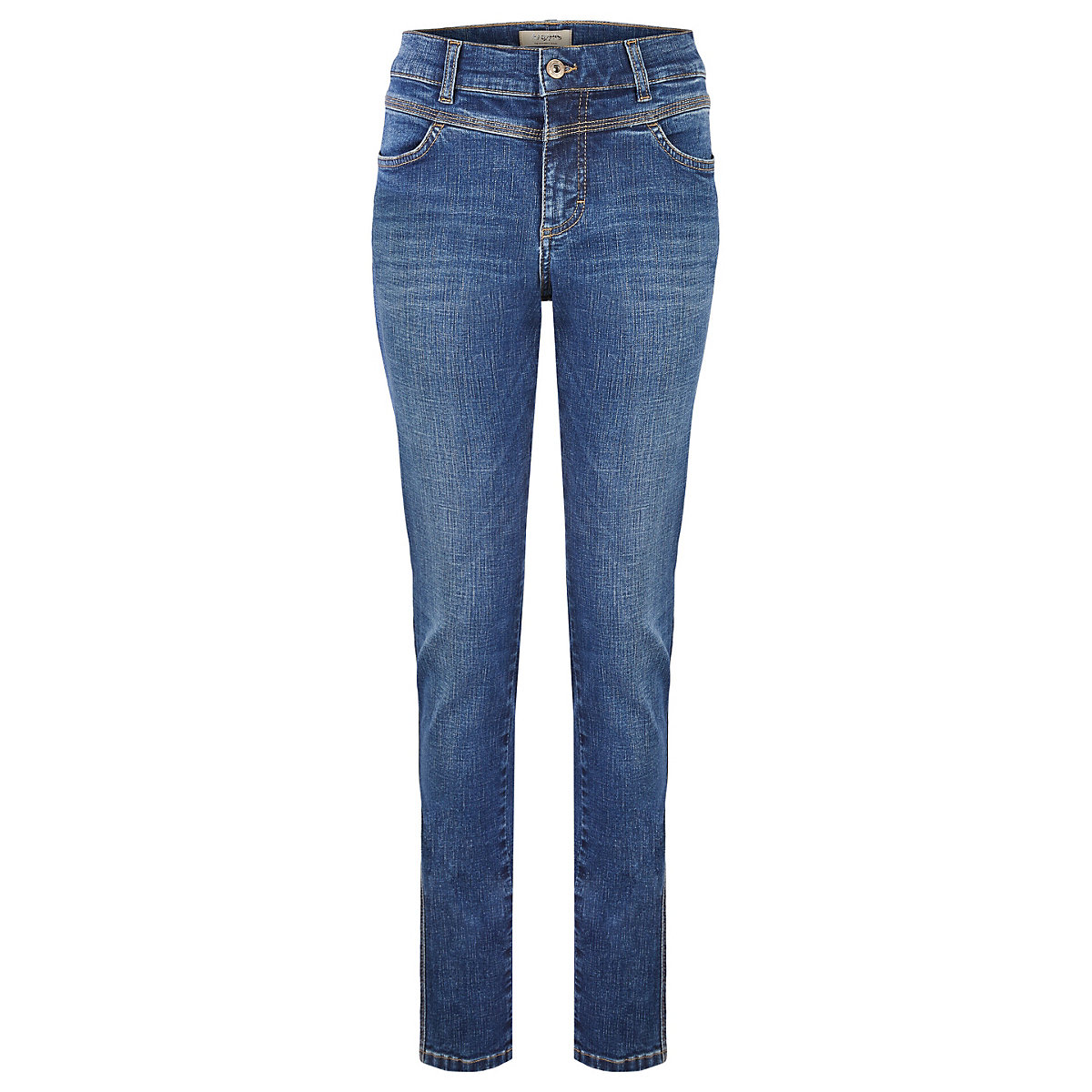 Angels® Jeans Röhrenjeans 'Skinny Modern' mit Ziernähten blue denim