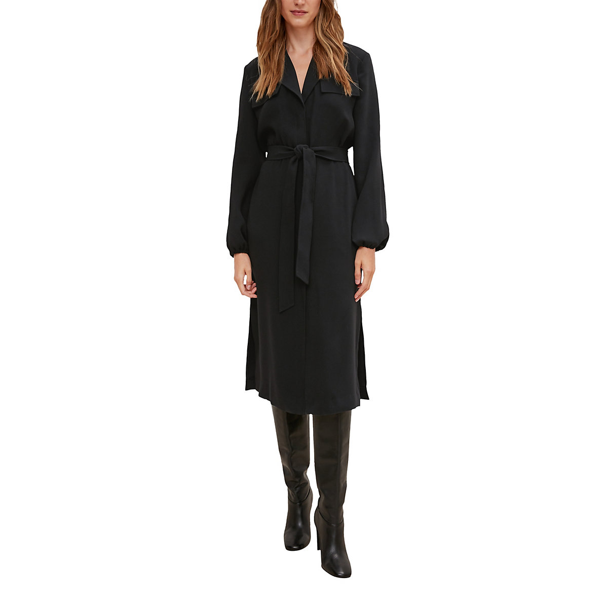 comma Kleid mit Bindegürtel Jerseykleider schwarz