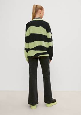 comma casual identity Strickpullover mit Alpakawolle Pullover schwarz/grün SE10978