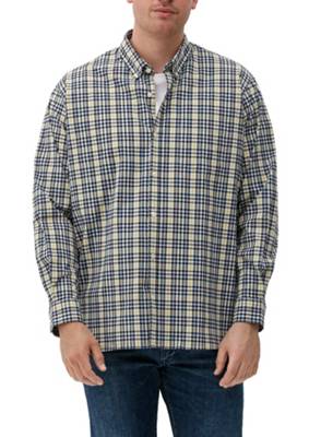 s.Oliver Slim: Hemd mit Button Down-Kragen Langarmhemden blau