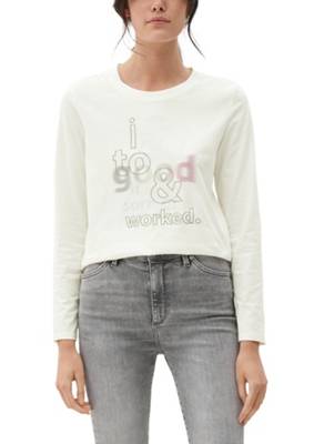 s.Oliver Longsleeve mit Artwork T-Shirts creme