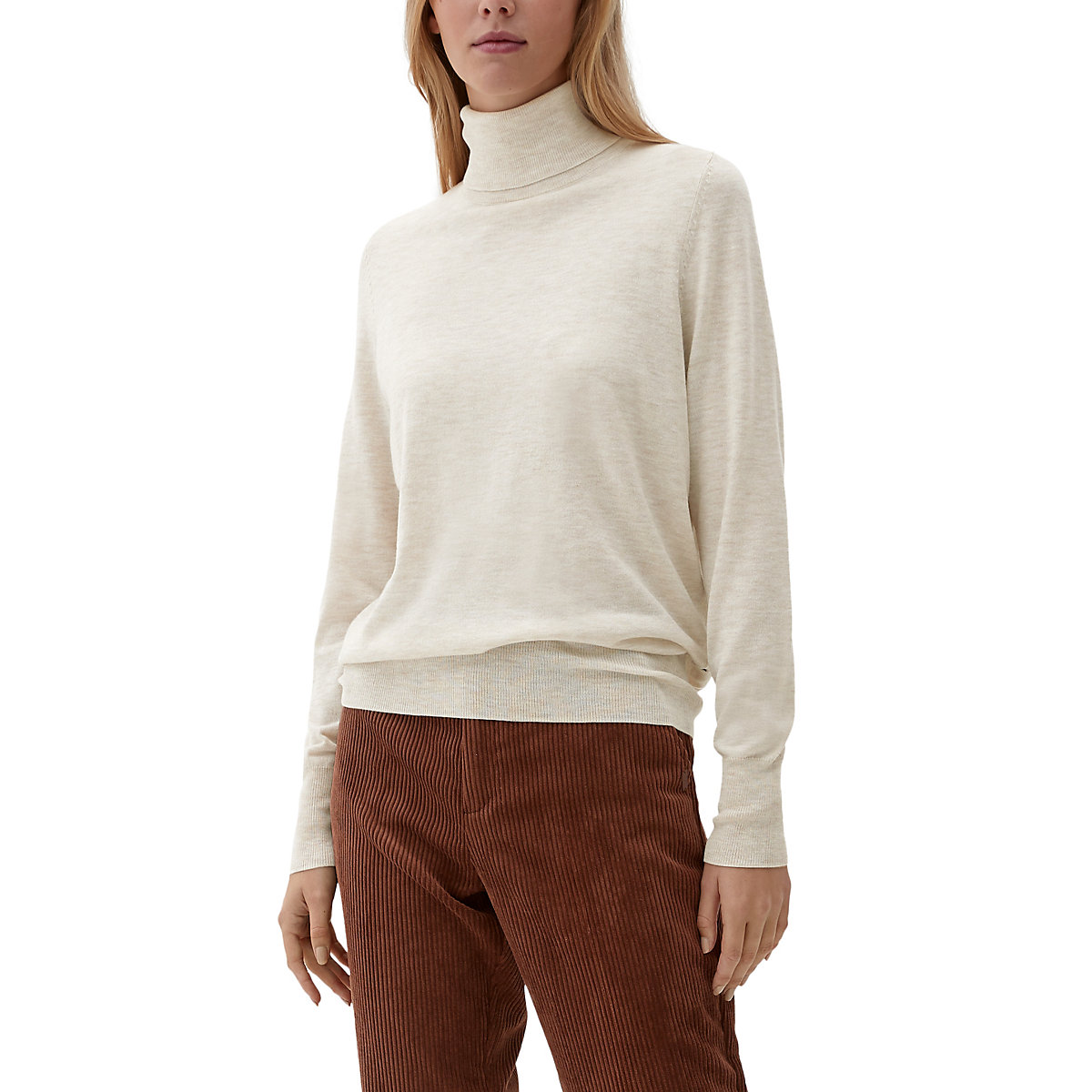 QS by s.Oliver Pullover aus Wollmix Pullover creme