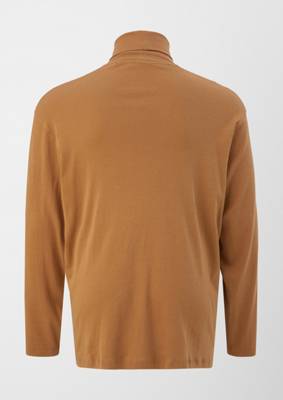 s.Oliver Geripptes Longsleeve mit Turtleneck T-Shirts braun
